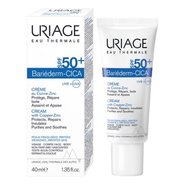 Soins spf BARIÉDERM-CICA Crème SPF50+ au Cuivre-Zinc - 40ml