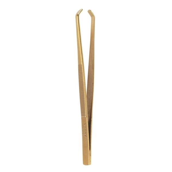 Pince à épiler prestige inox dorée - Mors biais