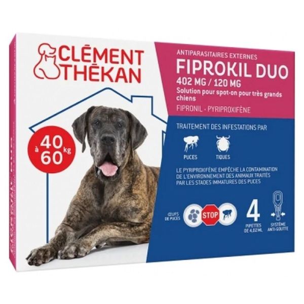 Fiprokil Duo Spot-On Chien 40-60kg - 4x4.02ml