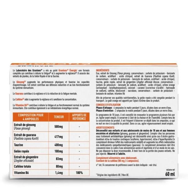 Énergie Physique et Mentale - 30 ampoules