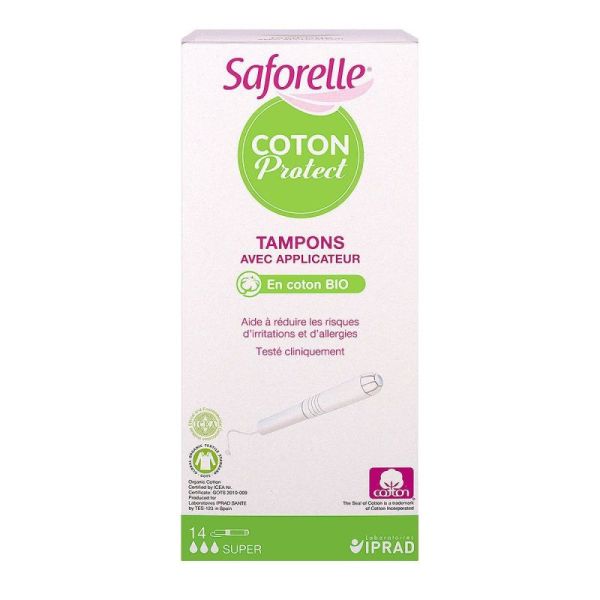 Saforelle Coton Protect Tampons Super avec Applicateur - 14 unités