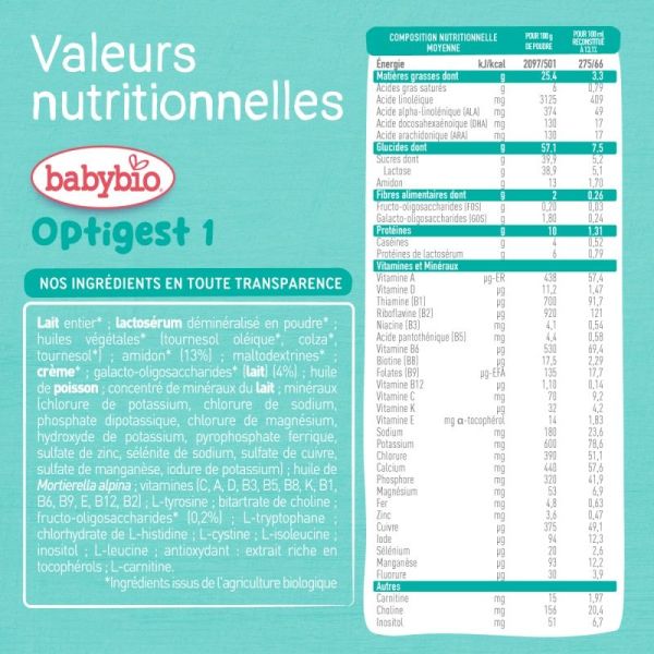Optigest 1 Formule Épaissie de 0 à 6 Mois Bio - 800 g