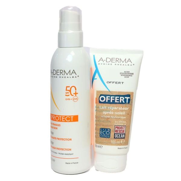 A-Derma Protect SPF50+ Spray Peaux Fragiles 200ml+Lait Réparateur 100ml OFFERT