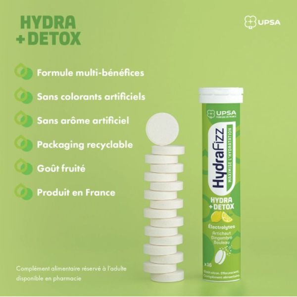 Hydrafizz Detox - 16 comprimés effervescents