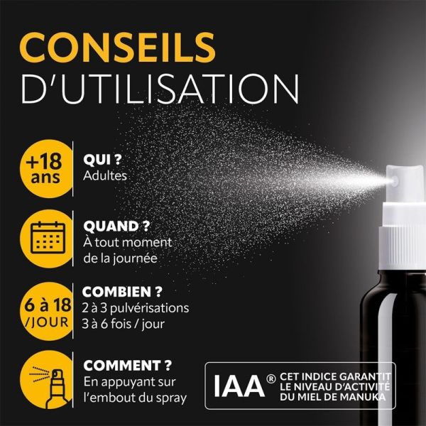 Spray Gorge et Bouche Miel de Manuka IAA 10+ - 25ml