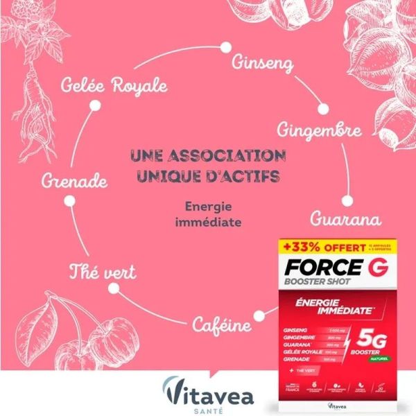 Force G Booster Shot Énergie Immédiate - 20 ampoules de 10 ml