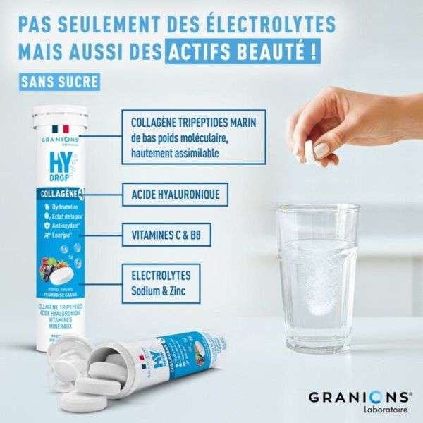 HYDROP Pastille hydratation Électrolytes au Collagène - framboise-cassis