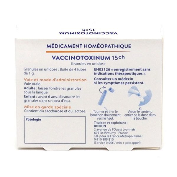Boiron Vaccinotoxinum doses homéopathiques - 15 CH