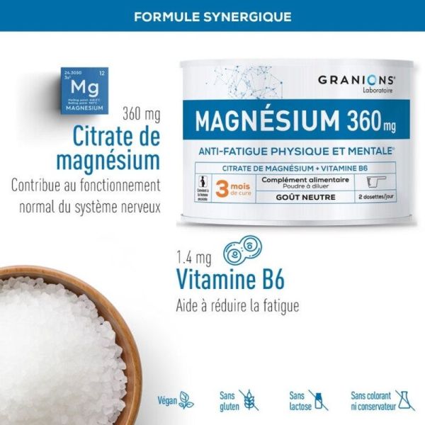 Citrate de Magnésium en poudre - 360 mg