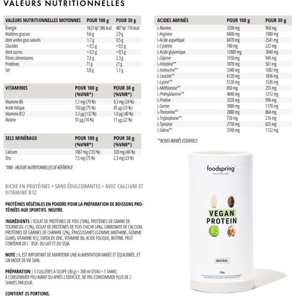 Protéine Végétale Neutre - 750 g