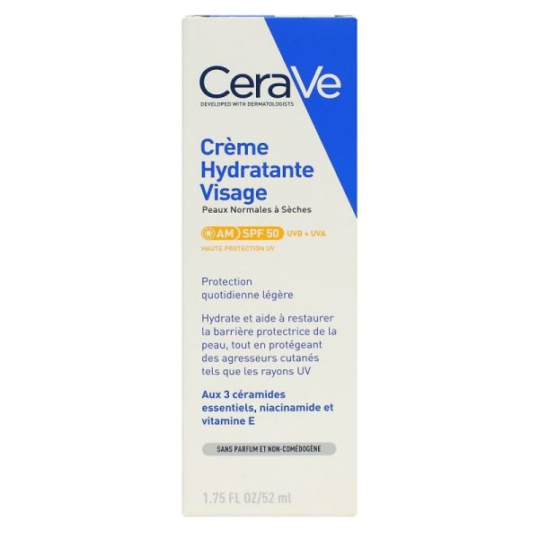 CeraVe Crème Hydratante Visage SPF50 - 52 ml