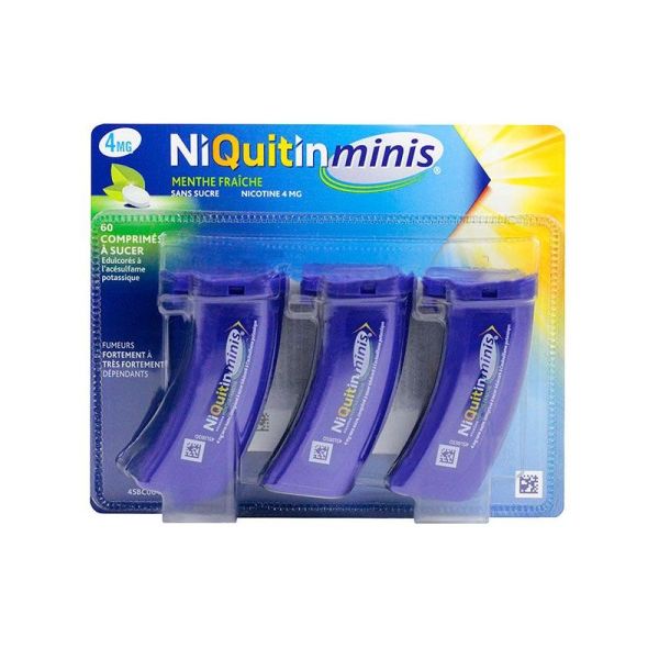 NIQUITINMINIS 4mg SANS SUCRE, comprimé édulcoré à l'acésulfame potassique - 60 comprimés