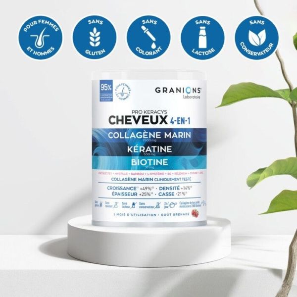 Pro Keracys Collagène cheveux 4-EN-1 Poudre - 200 ml