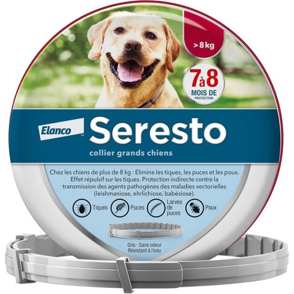 Seresto Chien – Collier Anti-Puces et Anti-Tiques pour Grands Chiens - 8 kg et Plus