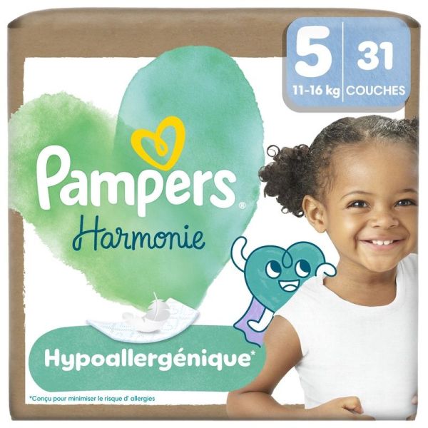 Couches Bébé Hypoallergénique Harmonie - Taille 5, 11-16 kg