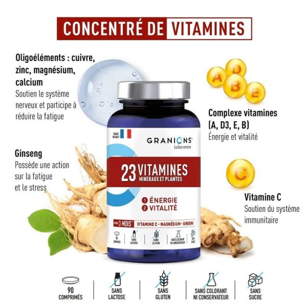 23 Vitamines Minéraux et Plantes - 90 comprimés