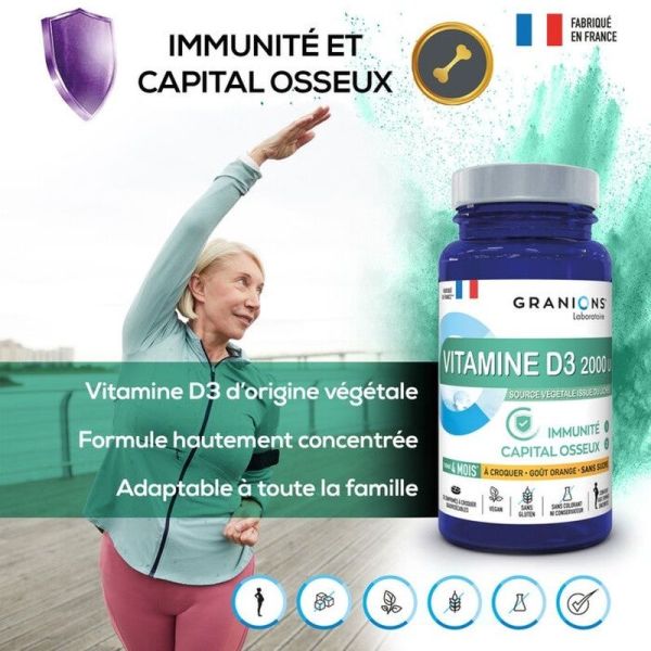 Vitamine D3 2000 UI - 30 comprimés à croquer