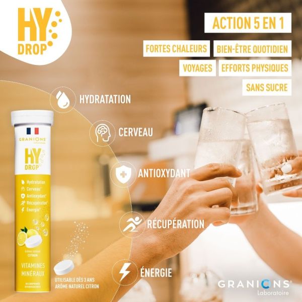 HYDROP - Hydratation Électrolytes - Citron - 20 comprimés