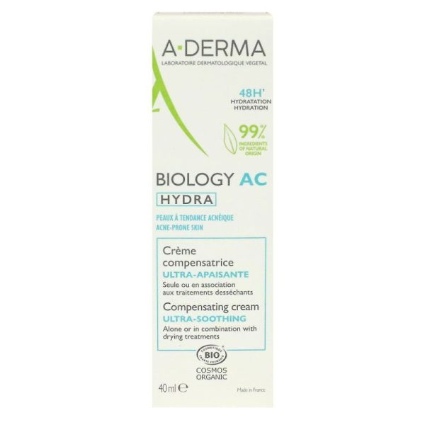 A-DERMA Biology AC Hydra Crème Compensatrice Ultra-Apaisante Bio - 40 ml