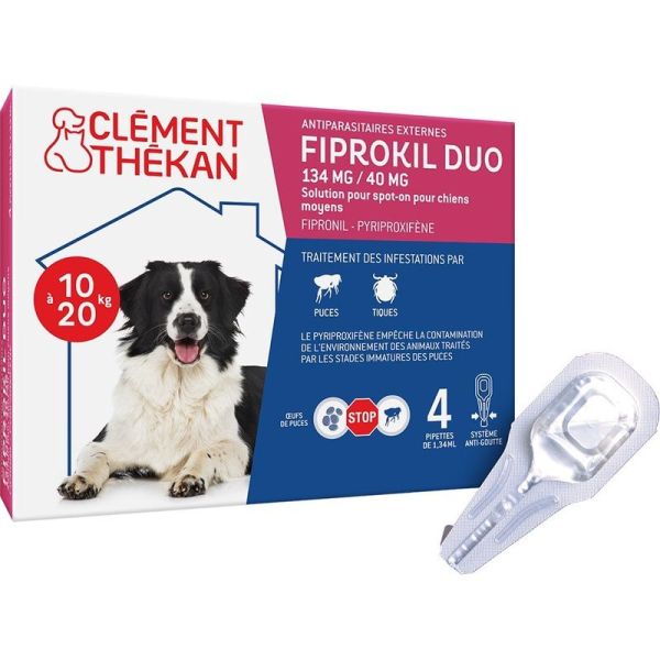 Fiprokil Duo Chien Moyen - 4 pipettes de 1,34 ml
