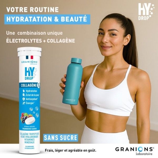 HYDROP Pastille hydratation Électrolytes au Collagène - framboise-cassis