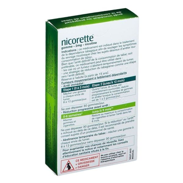 Gomme Nicorette Menthe Glaciale - 30 gommes