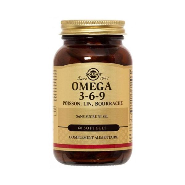 Solgar Omega 3-6-9 Poisson, Lin, Bourrache - 60 Gélules