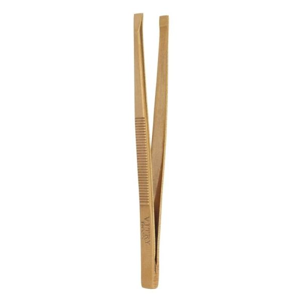 Pince à épiler prestige inox dorée - Mors biais