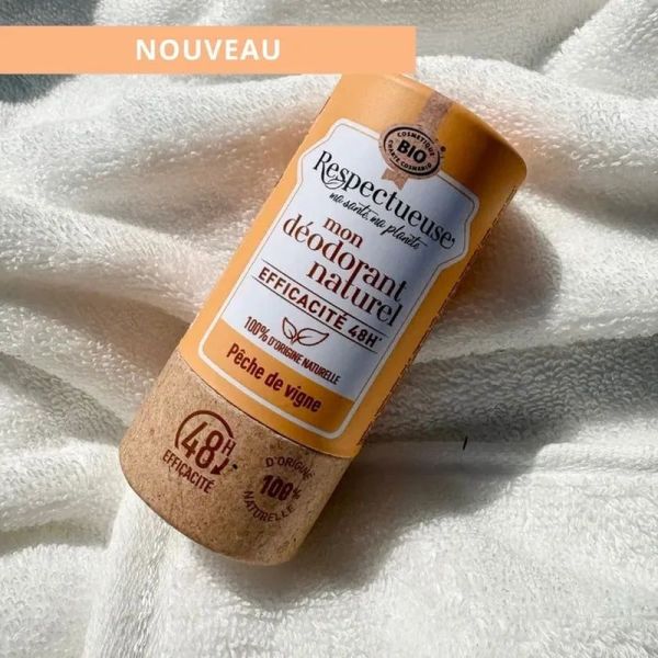 Respectueuse Mon Déodorant Naturel Pêche de Vigne Bio - 50 g