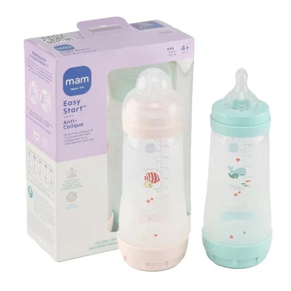 Easy Start - 2 biberons de 320 ml, 4 mois et +, débit 3