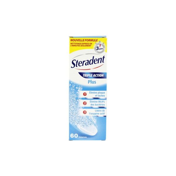 Steradent Triple Action Plus - 60 Comprimés