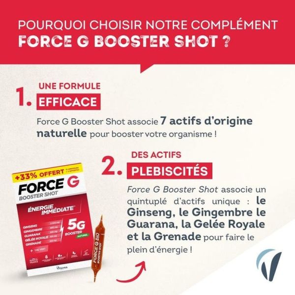 Force G Booster Shot Énergie Immédiate - 20 ampoules de 10 ml