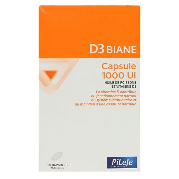 Pileje D3 Biane 1000UI - 30 Capsules Marines 