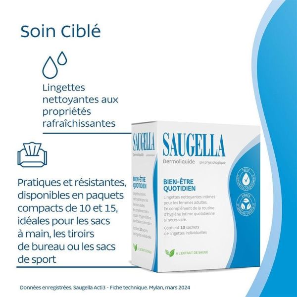 Dermoliquide Lingettes Nettoyantes Intimes - 10 lingettes