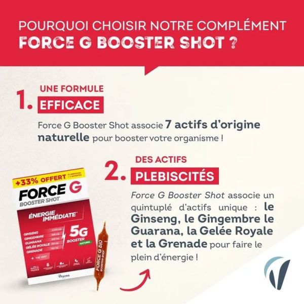 Force G Booster Shot Énergie Immédiate - 20 ampoules de 10 ml