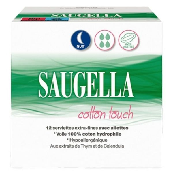 Cotton Touch serviettes extra fines nuit avec ailettes - 12 unités