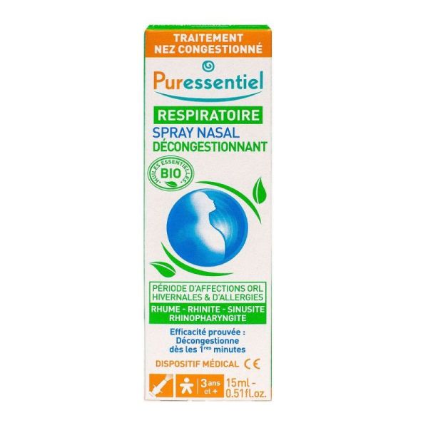 Puressentiel Respiratoire Spray Nasal Décongestionnant Bio - 15ml