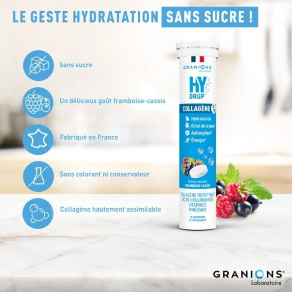 HYDROP Pastille hydratation Électrolytes au Collagène - framboise-cassis