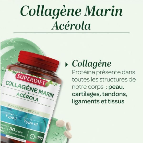 Collagène Marin + Acérola - 180 comprimés