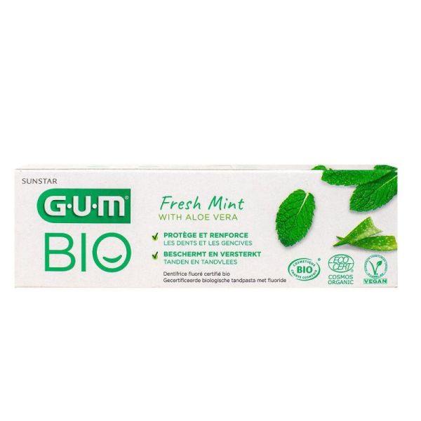 GUM Dentifrice Menthe Fraîche Aloe Vera Bio - 75 ml