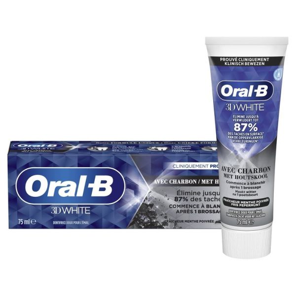 Dentifrice 3D White Fraîcheur Menthe Poivrée Charbon - 75 ml