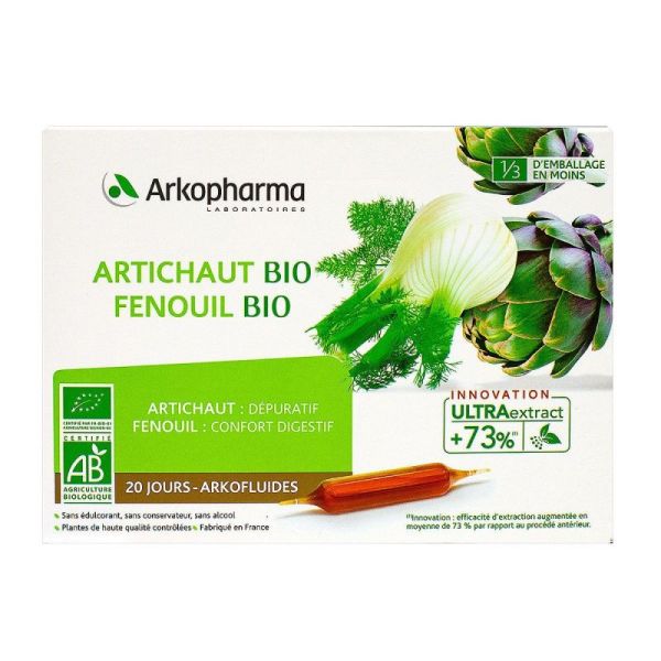 Arkopharma Arkofluides Artichaut Fenouil Bio - 20 Ampoules