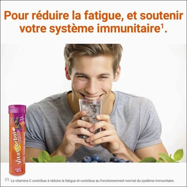 C1000 Comprimés Effervescents Sans Sucre Cassis - 15 comprimés
