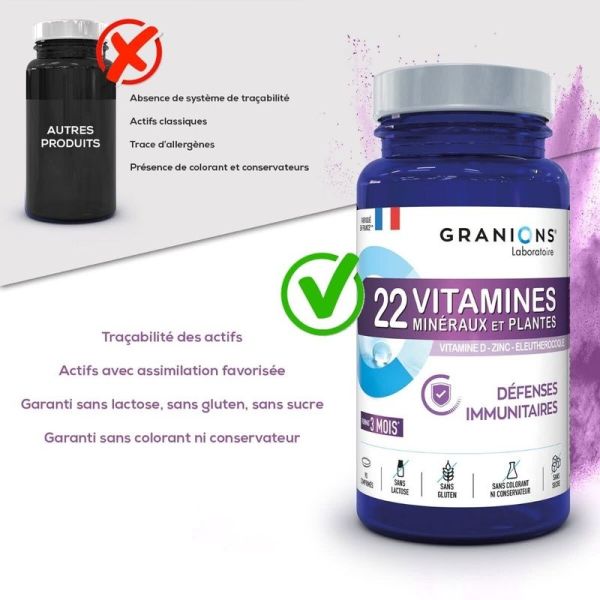 22 Vitamines Minéraux et Plantes - 90 comprimés
