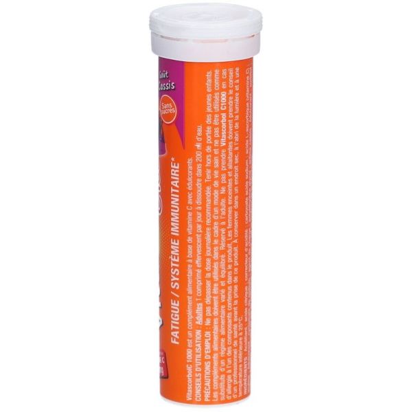 C1000 Comprimés Effervescents Sans Sucre Cassis - 15 comprimés