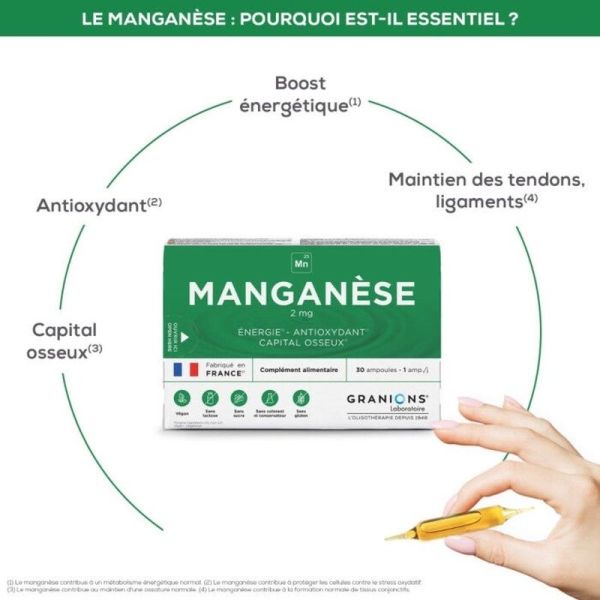 Manganèse Manganèse 2 mg - 30 ampoules buvables