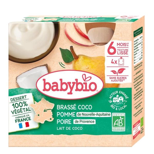 Desserts Végétaux Brassé Coco Pomme Poire - Pack de 4 gourdes de 85g