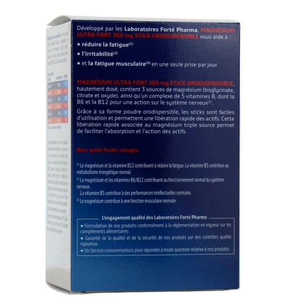 Magnésium Ultra Fort 360 mg - 30 sticks orodispersibles