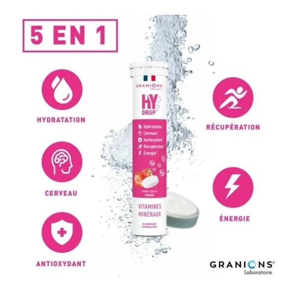 Hydrop Hydratation Électrolytes - Fraise - 20 comprimés