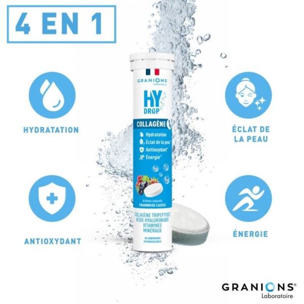 HYDROP Pastille hydratation Électrolytes au Collagène - framboise-cassis